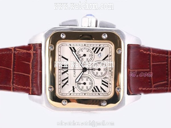 Cartier Santos 100 w20091x7 Stainless Steel Case Stainless Steel with 18k Gold Bezel Mens Watch