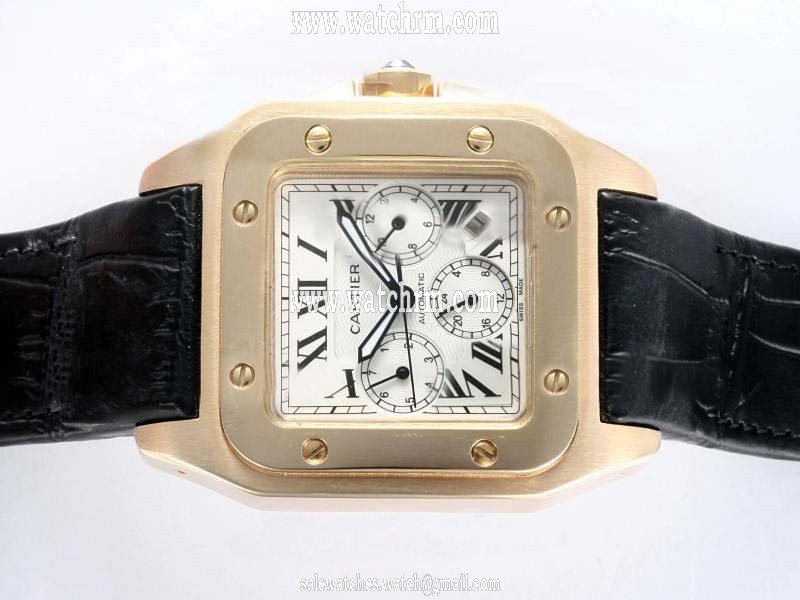 Cartier Santos 100 w20096y1 Automatic White Dial Stainless Steel with 18k Gold Bezel Watch
