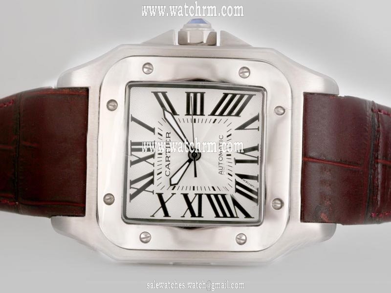 Cartier Santos 100 W20107X7 Mens Stainless Steel Case Square Watch