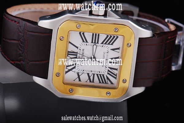 Cartier Santos 100 W20107X7 White Dial Stainless Steel Case Square Watch