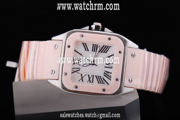 Cartier Santos 100 W20122U2 Quartz Womens Stainless Steel Bezel Watch