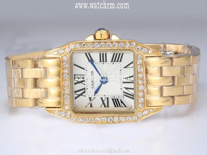 Cartier Santos 100 wf9001y7 Stainless Steel with 18K Gold and Diamond Bezel White Dial Watch