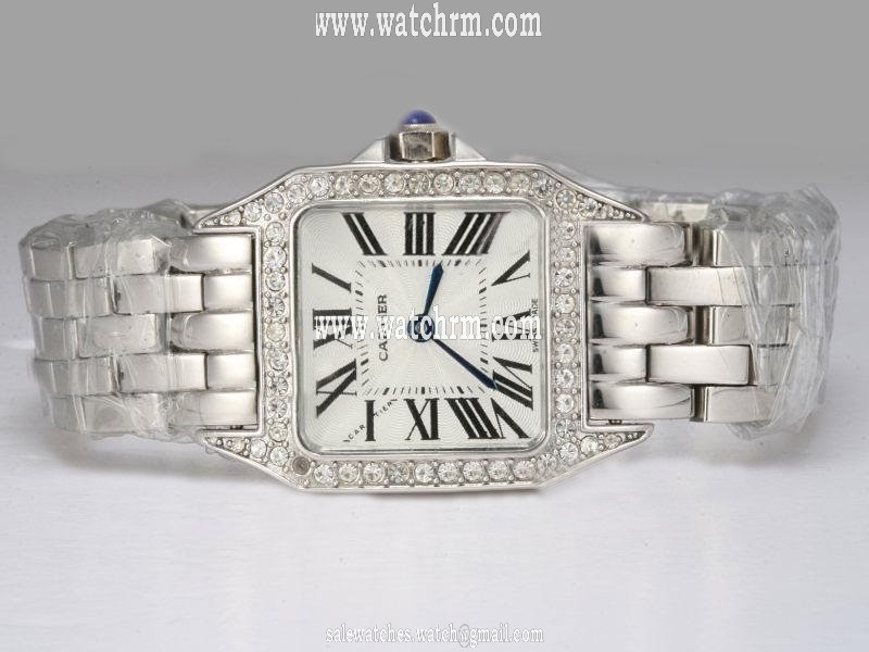Cartier Santos 100 wf9003y8 Stainless Steel Case Square Womens Watch