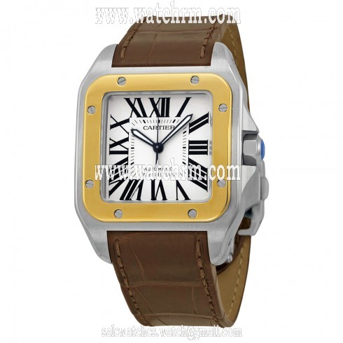 Cartier Santos 18kt Yellow Gold and Steel Automatic Men's Watch W20072X7