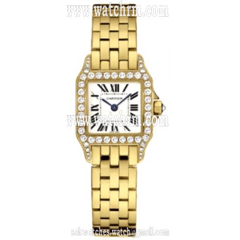 Cartier Santos Demoiselle 18kt Yellow Gold Diamond Ladies Watch WF9001Y7