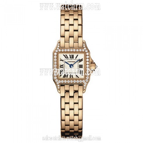 Cartier Santos Demoiselle Mini Model Diamond Bezel 18 kt Rose Gold Ladies Watch WF9011Z8