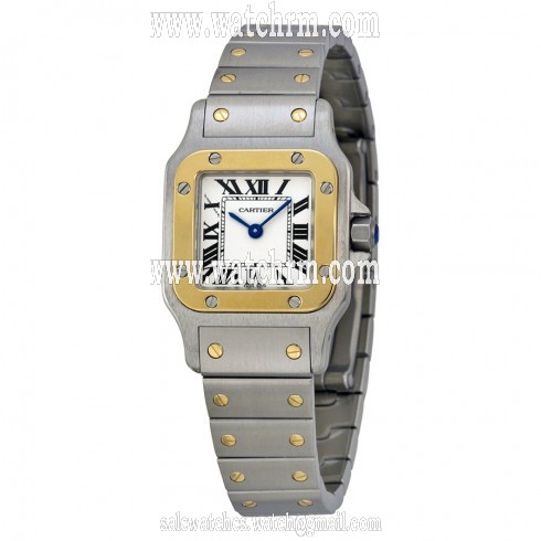 Cartier Santos Two Tone 18kt Yellow Gold and Steel Ladies Watch W20012C4