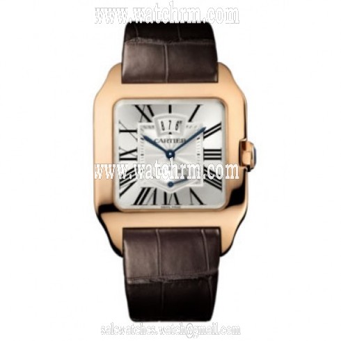 Cartier Santos-Dumont Mechanical Silver Dial Brown Leather Men's Watch W2020067