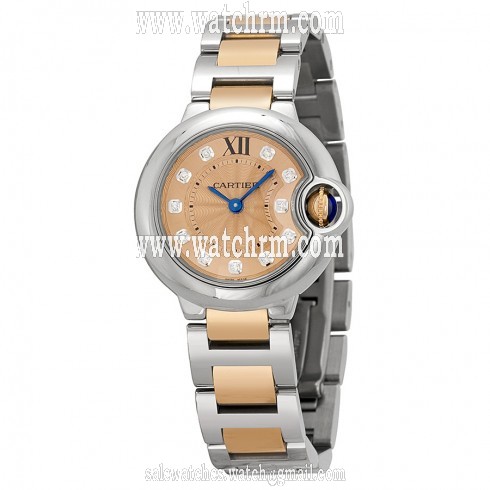 Cartier Silver Dial 18kt Rose Gold and Stainless Steel Ladies Watch WE902052