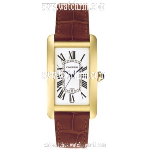 Cartier Tank Americaine 18k Yellow Gold Men's Watch W2603156