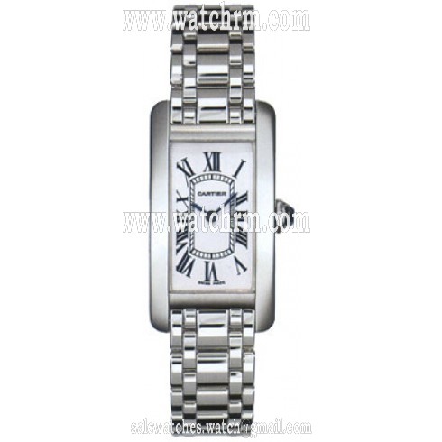 Cartier Tank Americaine 18kt White Gold Ladies Watch W26019L1