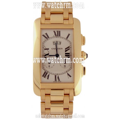Cartier Tank Americaine 18kt Yellow Gold Chronograph Men's Watch W26058K2