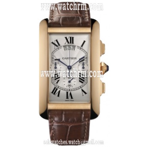 Cartier Tank Americaine Automatic Silver Dial Leather Strap Men's Watch W2609356