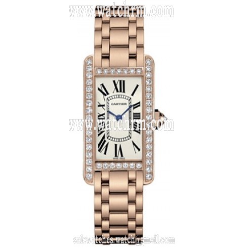 Cartier Tank Americaine Diamond 18k Rose Gold Ladies Watch WB7079M5