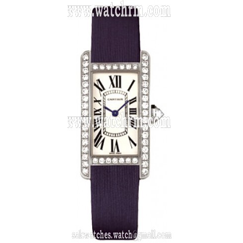 Cartier Tank Americaine Diamond Bezel 18 kt White Gold Ladies Watch WB707331