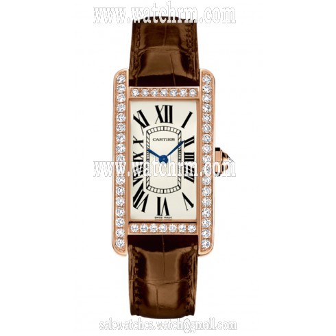 Cartier Tank Americaine Silver Dial 18k Pink Gold Men's Watch WJTA0002