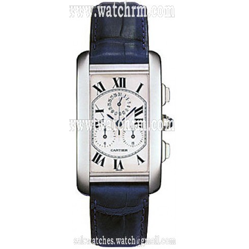 Cartier Tank Americaine Silver Dial 18kt White Gold Men's Watch W2603356