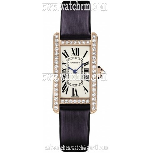 Cartier Tank Americaine Silver Dial Blue Satin Ladies Watch WB707931