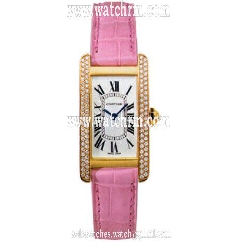 Cartier Tank Americaine Silver Dial Leather Strap Ladies Watch WB701251