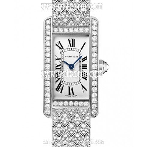Cartier Tank Americaine Silvered Flinque Dial Ladies Watch HPI00620