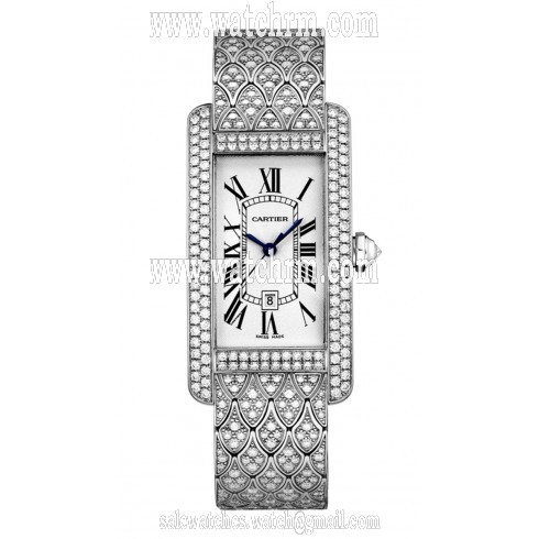 Cartier Tank Americaine Silvered Flinque Dial Ladies Watch HPI00622