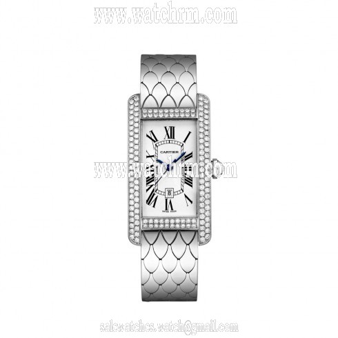 Cartier Tank Americaine Silvered Flinque Dial Ladies Watch WB710011