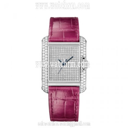 Cartier Tank Anglaise 18 Carat White Gold Set with Diamonds Dial Watch WT100020