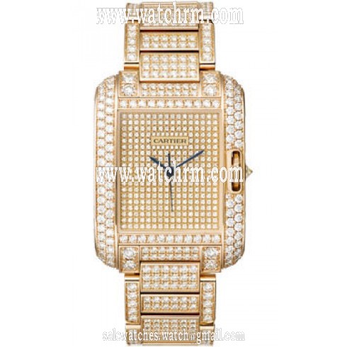 Cartier Tank Anglaise Diamond Pave Dial 18kt Pink Gold Ladies Watch HPI00560