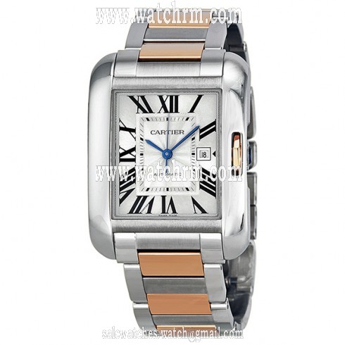 Cartier Tank Anglaise Medium Automatic Rose Gold and Steel Ladies Watch W5310037