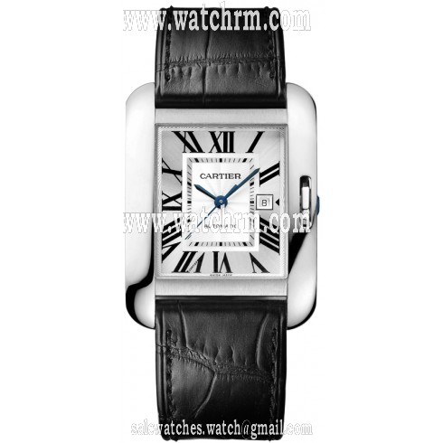 Cartier Tank Anglaise Silver Dial 18kt White Gold Ladies Watch W5310031