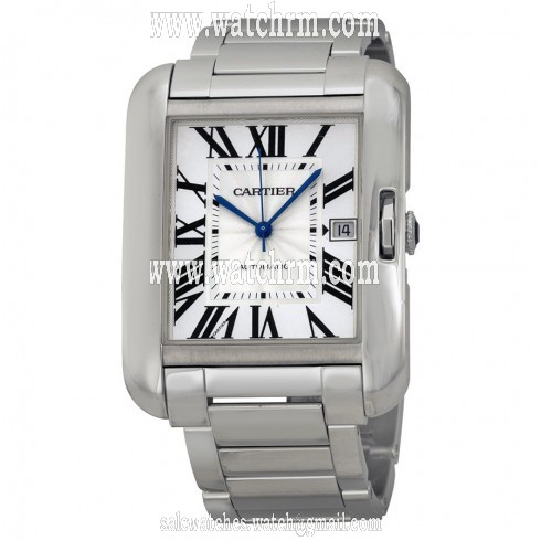 Cartier Tank Anglaise Silver Dial 18kt White Gold Men's Watch W5310025
