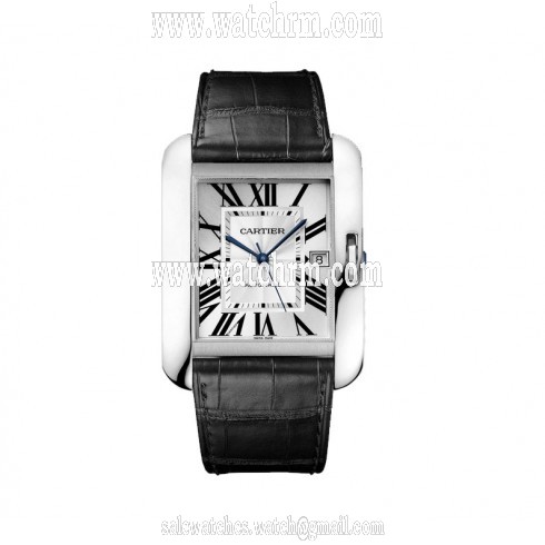 Cartier Tank Anglaise Silver Dial 18kt White Gold Men's Watch W5310033