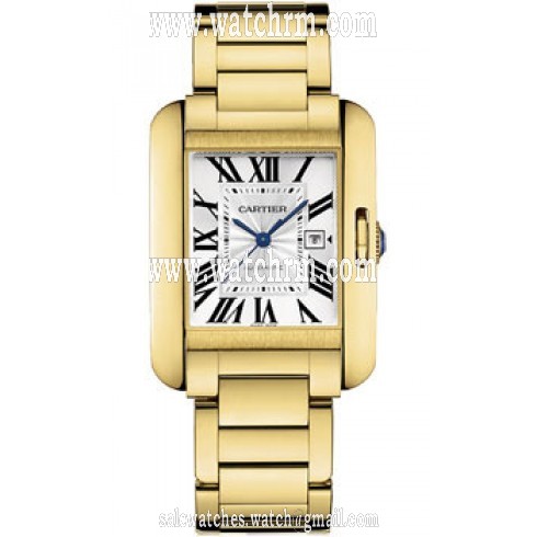 Cartier Tank Anglaise Silver Dial 18kt Yellow Gold Ladies Watch W5310015