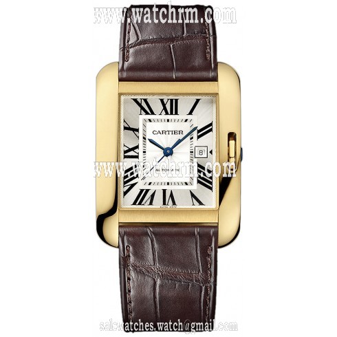 Cartier Tank Anglaise Silver Dial 18kt Yellow Gold Ladies Watch W5310030