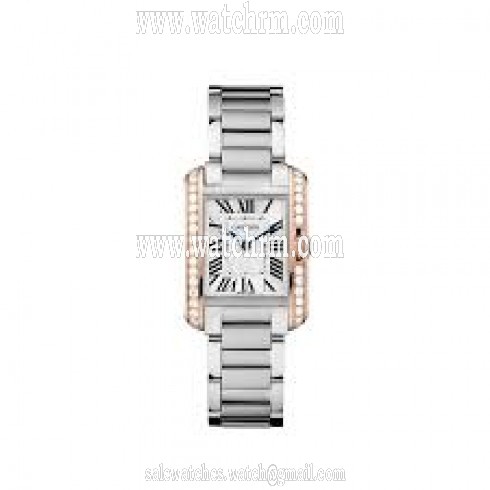 Cartier Tank Anglaise Silver Dial Two-tone Stainless Steel Ladies Watch W3TA0002
