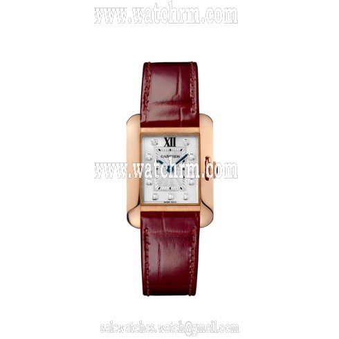 Cartier Tank Anglaise Silver Flinque Diamond Diall Watch WJTA0007