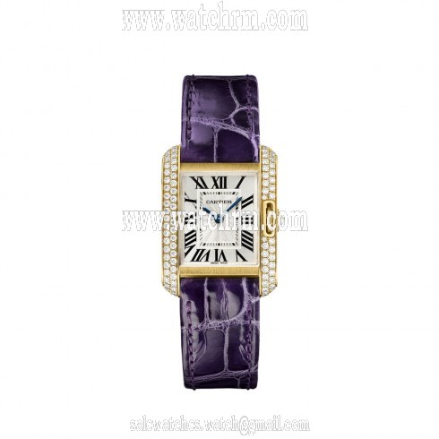 Cartier Tank Anglaise Silvered Flinque Dial Ladies Watch WT100014