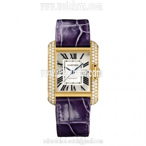 Cartier Tank Anglaise Silvered Flinque Dial Ladies Watch WT100017