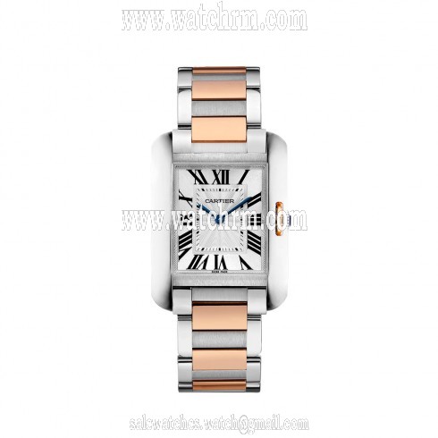 Cartier Tank Anglaise Silvered Flinque Dial Men's Watch W5310043