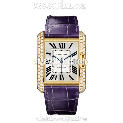 Cartier Tank Anglaise Silvered Flinque Dial Watch WT100022