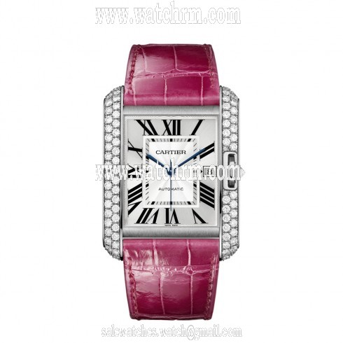 Cartier Tank Anglaise Silvered Flinque Dial Watch WT100023
