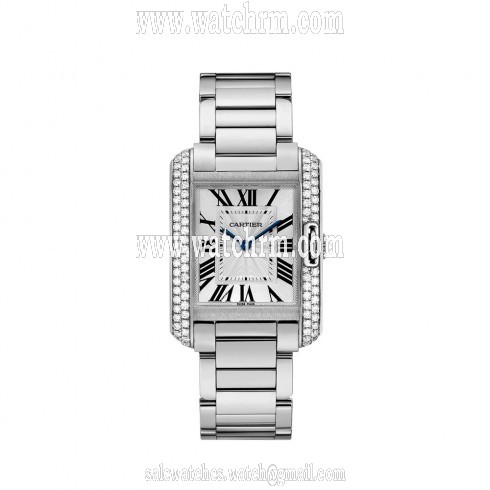 Cartier Tank Anglaise Silvered Flinque Dial Watch WT100028