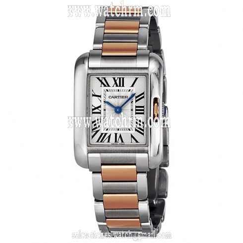 Cartier Tank Anglaise Small Rose Gold and Stainless Steel Ladies Watch W5310036