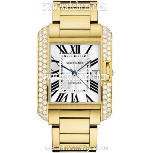 Cartier Tank Anglasie Silver And Laquered Flinque Dial 18kt Yellow Gold Men's Watch Wt100007