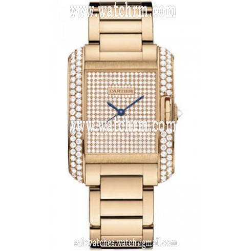 Cartier Tank Diamond Pave Automatic 18 kt Rose Gold Ladies Watch WT100012