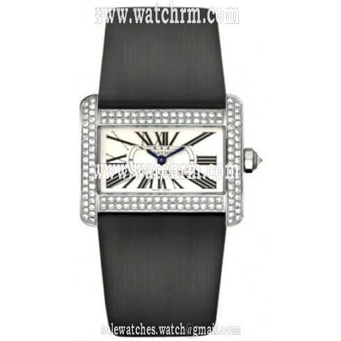 Cartier Tank Divan 18kt White Gold Diamond Mini Ladies Watch WA301271