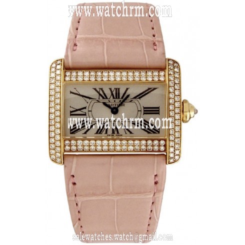 Cartier Tank Divan 18kt Yellow Gold Diamond Pink Mini Ladies Watch WA301071