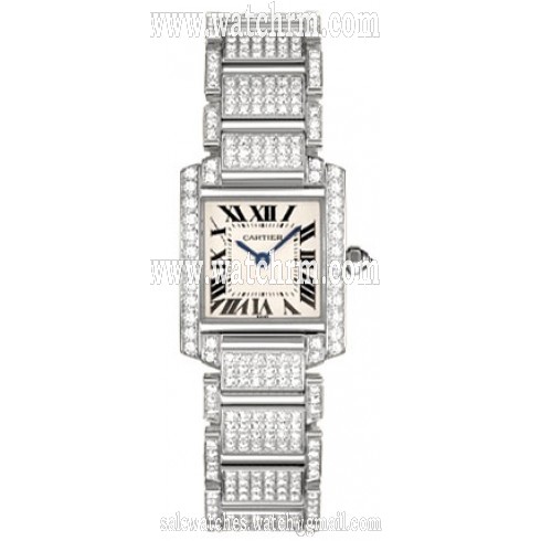 Cartier Tank Francaise 18kt White Gold Diamond Bracelet Ladies Watch WE1002SD