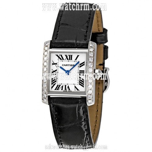 Cartier Tank Francaise 18kt White Gold Diamond Ladies Watch WE100231