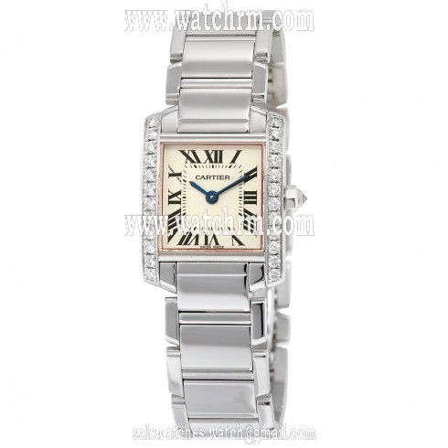 Cartier Tank Francaise 18kt White Gold Diamond Ladies Watch WE1002S3